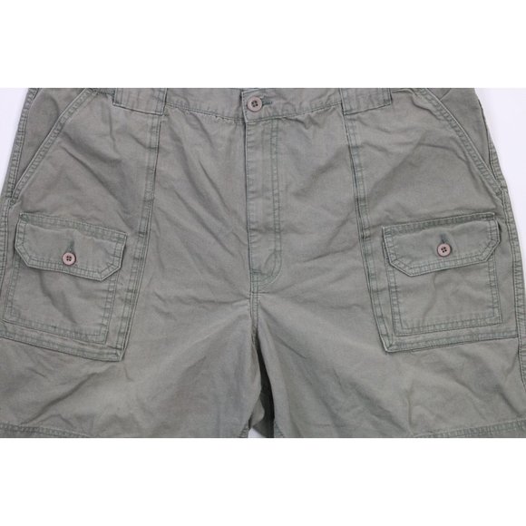 Vintage 90s Streetwear Mens Size 42 Faded Above Knee Cargo Shorts Green Cotton - Picture 3 of 9